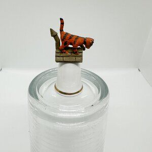 Vintage Cat Kitten Thimble Porcelain Pewter Mini Sculpture Collection Ginger